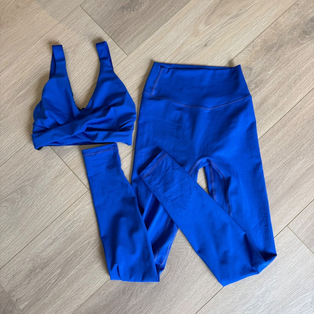 Liaison The Label Cobalt Blue Activewear Set Twist Bra High Waist Leggings XS